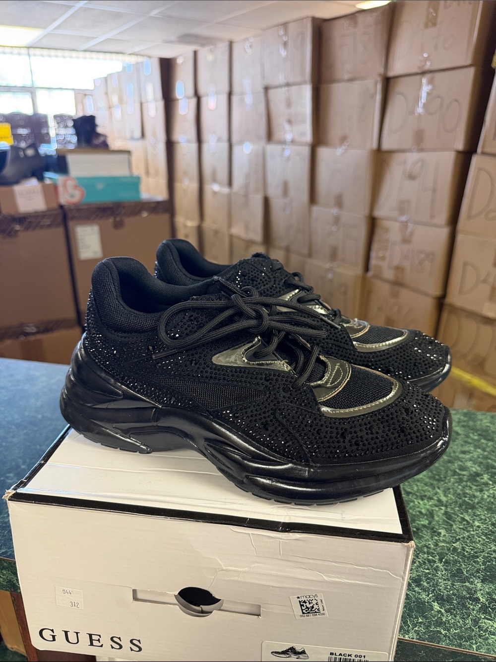 Guess Black Rhinestone Lace-Up Sneakers - Picture 5 of 5